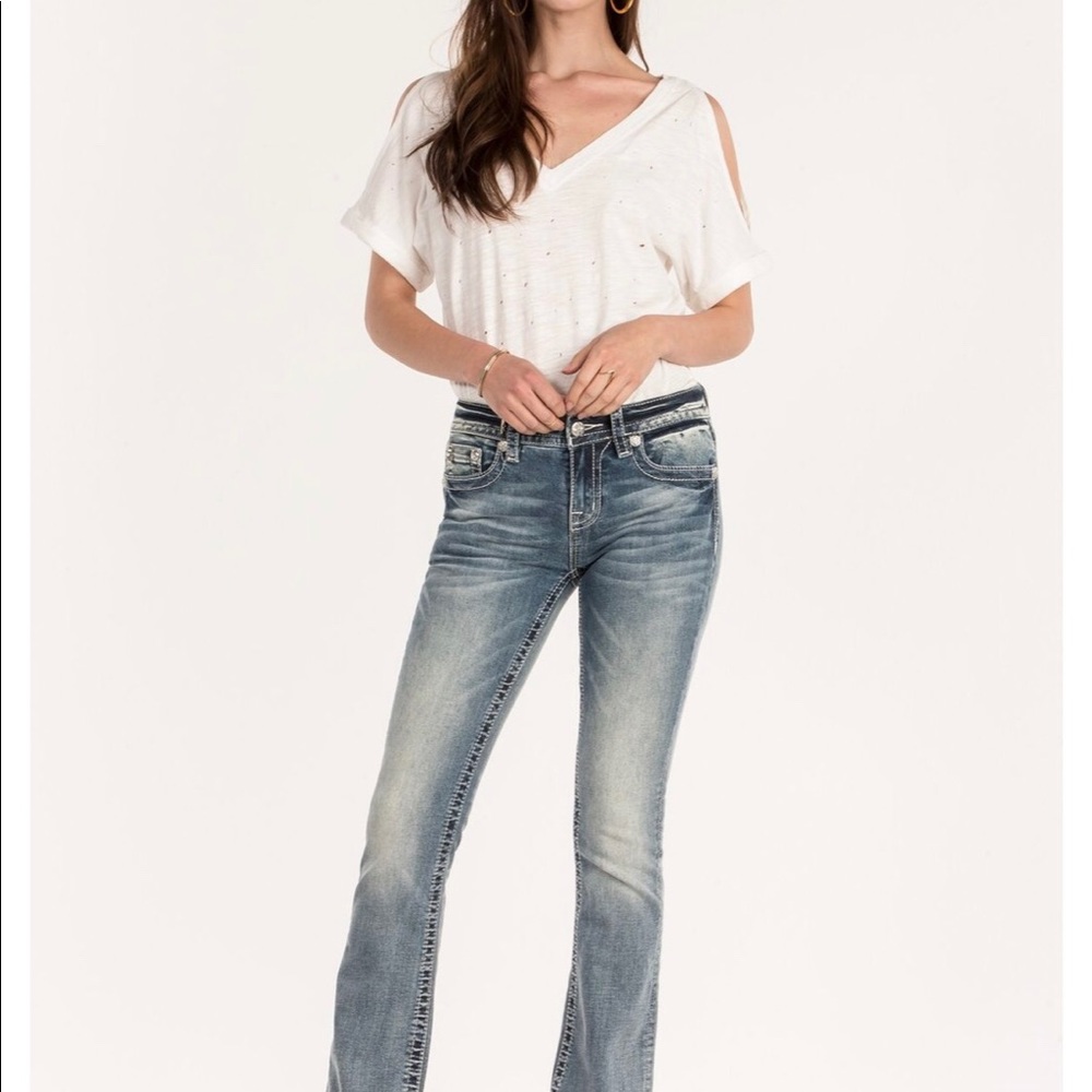 Winged Cross Light Wash Bootcut Miss Me Jeans